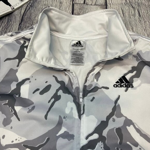 Adidas 3-Stripes Track Jacket Youth Size Large‎ White Camouflage Coat Sweater - Picture 5 of 12